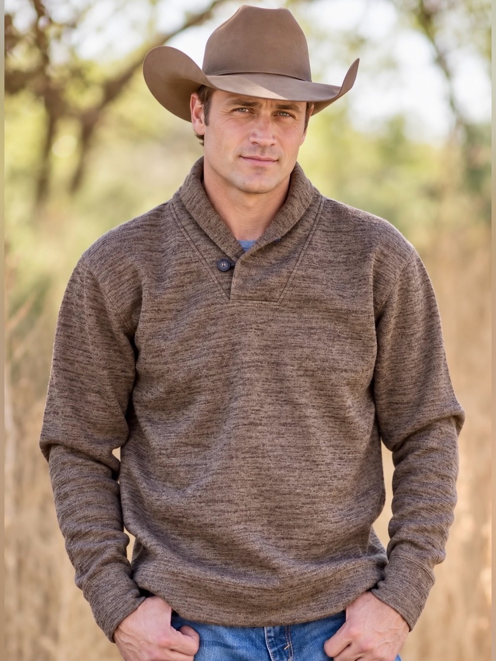 STS Ranchwear Men's Olathe Pullover in Heather Chocolate